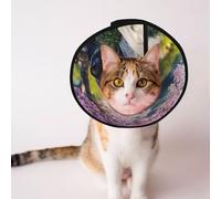 Custom Pet cones - Unique Design Cat & Dog Cone, Collar for Post-Surgery Recovery, Adjustable Neck The leopard next to the lilac flower L