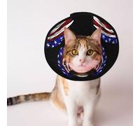 Custom Pet cones - Unique Design Cat & Dog Cone, Collar for Post-Surgery Recovery, Adjustable Neck USA Flag Patriotic Eagle S