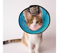 Custom Pet cones - Unique Design Cat & Dog Cone, Collar for Post-Surgery Recovery, Adjustable Neck Whales Majesty Swim S