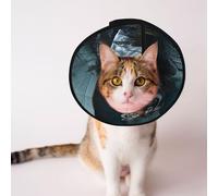 Custom Pet cones - Unique Design Cat & Dog Cone, Collar for Post-Surgery Recovery, Adjustable Neck White Tiger Portrait S