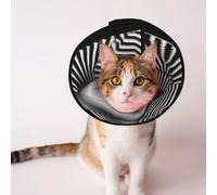 Custom Pet cones - Unique Design Cat & Dog Cone, Collar for Post-Surgery Recovery, Adjustable Neck Zebra Op Art L