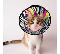 Custom Pet cones - Unique Design Cat & Dog Cone, Collar for Post-Surgery Recovery, Adjustable Neck Zebra Op Art M