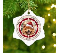 Custom Pet Dog's First Christmas Chow Chow Snowflake Ceramic Christmas Ornaments for Christmas Tree Hanging Decoration Animal Puppy Keepsake New Year Xmas Birthday Gifts for Pet Dog Lover