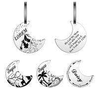 Custom Pet ID Tag, YEHANTI Half Moon Personalized Cat Dog Tags Stainless Steel Double Sided Deep Engraved Dog Tags Engarved for Pets, Cat Dog Name Tags with Various Patterns (Silver & Small)