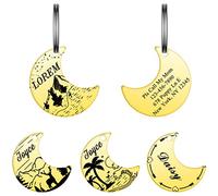 Custom Pet ID Tag, YEHANTI Half Moon Personalized Cat Dog Tags Stainless Steel Double Sided Deep Engraved Dog Tags Engarved for Pets, Cat Dog Name Tags with Various Patterns (Gold & Large)