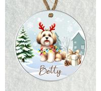 Custom Pet Name Toy Dog Breed Hanging Christmas Tree Bauble - Personalised Festive Dog Keepsake Gift Poodle, Shih Tzu, Pomeranian, Chihuahua (Havanese, Acrylic - Indoor or Outdoor Use)