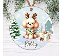 Custom Pet Name Toy Dog Breed Hanging Christmas Tree Bauble - Personalised Festive Dog Keepsake Gift Poodle, Shih Tzu, Pomeranian, Chihuahua (Toy Poodle, Acrylic - Indoor or Outdoor Use)