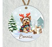 Custom Pet Name Toy Dog Breed Hanging Christmas Tree Bauble - Personalised Festive Dog Keepsake Gift Poodle, Shih Tzu, Pomeranian, Chihuahua (Yorkshire Terrier, Acrylic - Indoor or Outdoor Use)