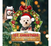 Custom Pet Photo Acrylic Ornament 2025, First Christmas in My Forever Home Keepsake, Personalized Birthday Gift for Dog Lovers, Cat Lovers, Dog Dad and Mom, Xmas Decor Gifts for Pet Lover
