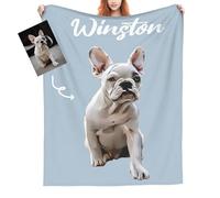 Custom Pet Photo Blanket - Personalised Dog or Cat Picture with Name Throw, Custom Portrait Flannel Blanket for Sofa, Bed, or Travel - Gifts for Pet Lovers - Pet Memorial Gift - Pet Loss Gifts