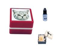 Custom Pet Photo Stamps,Personalised Pet Stamp,Custom Pet Face,Custom Cat Portrait Ink Stamp,Personalised Pet Gifts Dogs (Red)