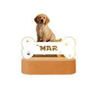 Custom Pet Portrait Photo Night Light Personalized Name Dog Bone Shape Night Lamp, LED Desk Light for Pet Lovers