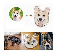Custom Pet Portrait Rug, Personalised Dog Cat Shape Welcome Mats, Customised Funny Door Mat with Pet Photo, Memorial Pet Gifts, DIY Christmas, Birthday Gifts for Dog Cat Lover (Multicolor-65cm*80cm)