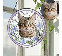 Custom Pet Portrait Stained Glass Suncatcher, Window garden hanging ornaments, personalised photo gifts dog cat Portrait from picture, pet loss gifts, pet cat dog Memorial