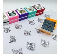 Custom Pet Portrait Stamp - Self Inking, Personalised Stamp Logo (Pink)