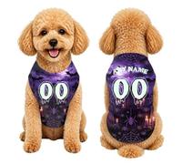 Custom Pet Vest for Dogs Halloween Crew Neck Sweatshirt, Personalised Name Text Pumpkin Ghost Print Dog Sport Top, Light Stretchy Pet Party Outfit Puppy Daily Wear