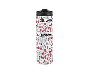 Custom Phlebotomist Travel Mug - Personalised Medical Doctor Gift - Reusable Stainless Steel Vacuum-Sealed Double-Walled Travel Flask 500ml (16 fl oz)