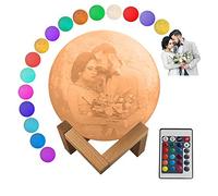 Custom Photo 3D Moon Lamp Personalised Stand, Custom Moon Light with Photo and Text,16 Colors/2 Colors, USB Charging Moon Night Light for Kid, Birthday, Thanksgiving Day, Halloween, Christmas Gifts