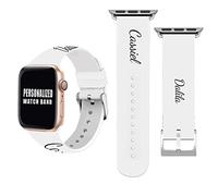 Custom Photo Bands for Apple Watch 38mm 40mm 41mm Men Women Customized Name Watch Strap Personalized Picture Wristband Soft White Silicone Replacement Sport Loop for iWatch 6/5/4/3/2/1 Text