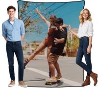Custom Photo Blanket - Personalized Flannel Blanket with Picture, Customized Throw for Mom Dad, Wife Husband, Girlfriend Boyfriend, Christmas Birthday Gifts, Add Text, Cozy Adult Custom Blankets