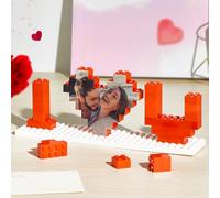 Custom Photo Building Brick Block, Personalized I Love You Bricks Puzzles with Heart Shaped Picture DIY Romantic Home Decor for Her, Him, Lovers, Couples, Mother's Day, Father's Day