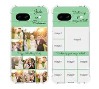 Custom Photo Case for Google Pixel 8a, Multi-Picture Collages Personalized Picture Phone Case Customized Text Four-Corner Airbag Shockproof Case Protective Soft Clear Phone Cover Ultra Candy Case P