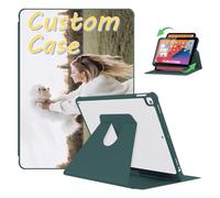 Custom Photo Case for iPad 2025/iPad Pro/iPad Air/iPad mini, Personalized Picture 360 Degree Rotate Stand Protective Case, Smart Auto Sleep/Wake iPad, with Pencil Holder, Custom Rotating Cover Green