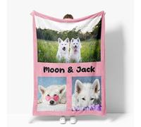 Custom Photo Collage Blanket, Personalized Blanket with Photos Text, Design Your Own Throw, Gift for Dad Mother Husband Wife on Christmas