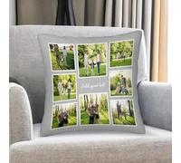 Custom Photo Collage Cushion Cover Personalized Pillow with Name/Text, Gift for Family, Friends, Couples - Birthday, Holiday, Special Days