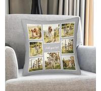 Custom Photo Collage Pillow Cover with Text, Personalized Throw Cushion for Couples, Family, Friends - Great for Christmas, Birthdays & Anniversaries