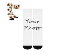 Custom Photo Crew Socks, Personalised Face Socks with Picture Novelty Crew Socks, Personalised Printed Pet Socks Cute Dog Cat Any Photo Image Here, Unisex Gifts (UK, Alpha, S, Regular, Regular, white)