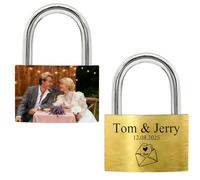 Custom Photo Engraved Love Lock - Personalized Heart Padlock with Picture & Text for Couples,Girlfriend Boyfriend,Anniversary Valentine's Day Gift,Memorial Bridge Keepsake (Style 1)
