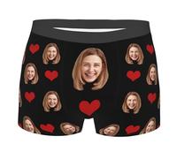 Custom Photo Face Men's Boxer Shorts Personalised Boxers for Men Soft Underpants Breathable Underwear Hipster Boxer Shorts Personalized Gifts for Boyfriend Husband Christmas Valentines Day Black