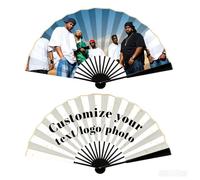 Custom Photo Fan, Personalized Decorative Folding Fans, Free Double Side | Personalized Paper Folding Hand Fan with Text, 7-10 In Large Clack Fan, Bulk Customized Folding Fans for Line Dancing Wedding