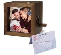 Custom Photo Flip Book Frame with LED Light, Black Walnut Hand Crank Wooden Flipbox, Personalized Picture Album Gift for Anniversary, Wedding, Birthday, Valentine, New Year