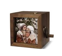 Custom Photo Flip Book Frame with LED Light, Wooden Hand Crank Flipbox Personalized Picture Album, Unique Keepsake Gift for Anniversary, Wedding, Birthday, Valentine