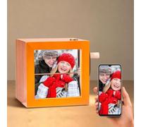 Custom Photo Flip Book with LED Lights, Personalized Wooden Animation Mini Picture Frame, Hand-cranked Mechanical Flipbook Album Box, Home Decor Gift for Wedding, Valentine's Day (Photo flip book)