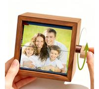 Custom Photo Flip Book with LED Lights, Personalized Wooden Animation Mini Picture Frame, Hand-cranked Mechanical Flipbook Album Box, Home Decor Gift for Wedding, Valentine's Day (Flipbook box)