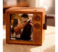 Custom Photo Flip Book with Light Personalised Gifts for Men Women Hand Cranked Picture Frames That Can Play Songs Home Decoration Valentines Anniversary Birthday Gifts for Him Her Couple Family (TV)
