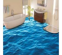 Custom Photo Floor Wallpaper 3D Stereoscopic Floor Waves Mural PVC Wallpaper Living Room Bathroom Self-Adhesive Floor Wallpaer-200 * 140cm