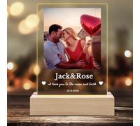 Custom Photo Frames Led Night Light with Acrylic Plaque (1 Photo) | Personalised Light Up Picture Frame with Photo Collage Text Mothers Day Gifts Memorial Gifts For Him Her