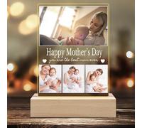 Custom Photo Frames Led Night Light with Acrylic Plaque (4 Photo) | Personalised Light Up Picture Frame with Photo Collage Text Mothers Day Gifts Memorial Gifts For Him Her