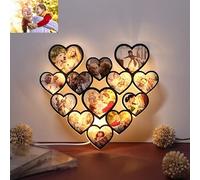 Custom Photo Heart Light Personalized Picture Frames Collage Wall Lamp Decor Customize Photo Collage Frame Home Decoration for Mother's Day Father's Day Thanksgiving Day Valentine's Day