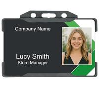 Custom Photo ID Card - Dark Green Professional Design - Company Name, Name & Job Title - Personalised Staff ID Badge - CR80 PVC Card - Premium Retransfer Print Quality