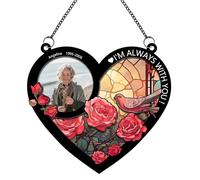 Custom Photo I'm Always With You Memorial Suncatcher,Personalized Name Date Window Hanging Ornament,Sympathy Remembrance Gift for Family Members