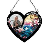Custom Photo I'm Always With You Memorial Suncatcher,Personalized Name Date Window Hanging Ornament,Sympathy Remembrance Gift for Family Members