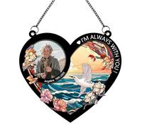Custom Photo I'm Always With You Memorial Suncatcher,Personalized Name Date Window Hanging Ornament,Sympathy Remembrance Gift for Family Members
