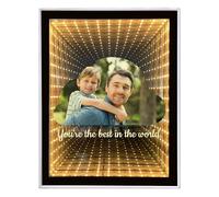 Custom Photo Infinity Mirror, Personalised Photo Frame Gifts for Friends, Couples, Family, Desktop LED Night Light Makeup Mirror 2 in 1, Home Decoration Bedroom Office Living Room