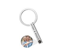 Custom Photo Keychain Personalized Memorial Heart Shape Key Ring Key Chain with Photos Engraved for Women Valentine’s Day Gifts Custom Heart Projection Photo Keychain (silver-4,1PCS)