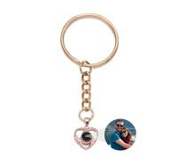 Custom Photo Keychain Personalized Memorial Heart Shape Key Ring Key Chain with Photos Engraved for Women Valentine’s Day Gifts Custom Heart Projection Photo Keychain (gold-3,1PCS)